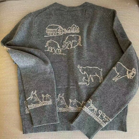 Classic Sea New York Edin Cardigan Small Gray Grey Knit Embroidered Wool - Picture 9 of 16